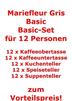 Villeroy & Boch Mariefleur Gris Basic Basic-Set für 12 Personen / 60 Teile