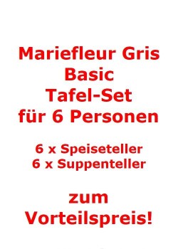 Villeroy & Boch Mariefleur Gris Basic Tafel-Set für 6 Personen / 12 Teile